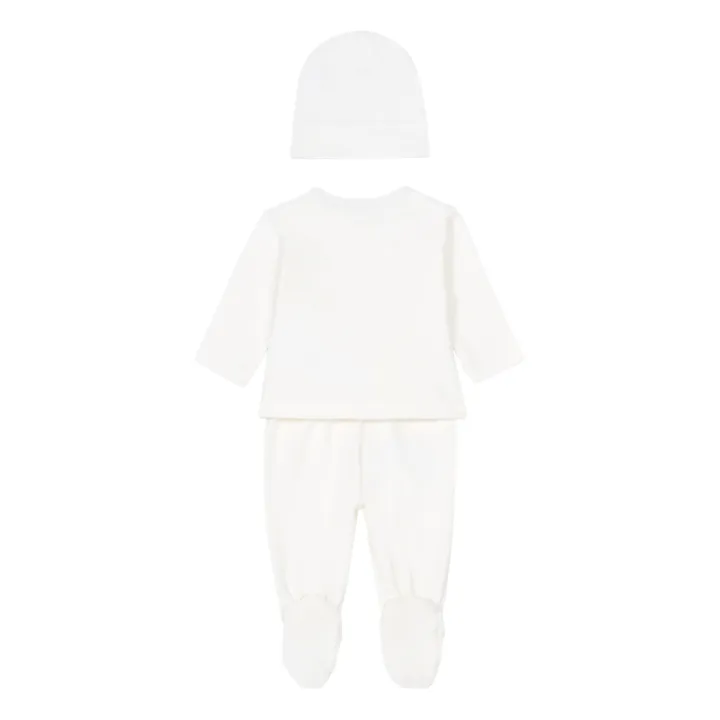 Bonton Cache Cœur + Pantalon à Pieds + Bonnet Coton Bio Tendre | Ecru