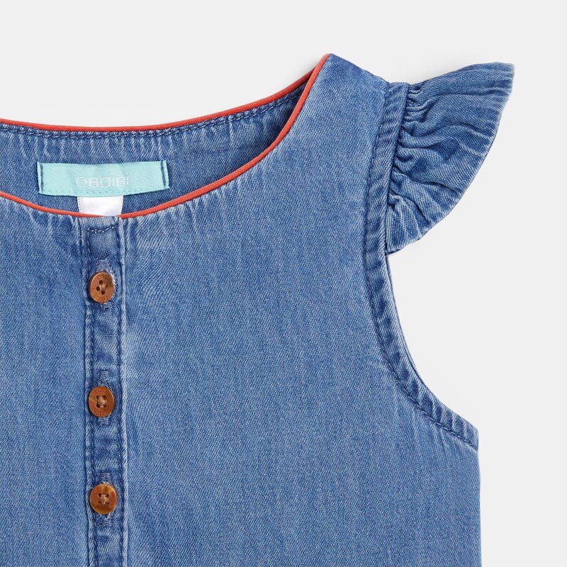Combi courte en jean bleu bébé fille Bleu