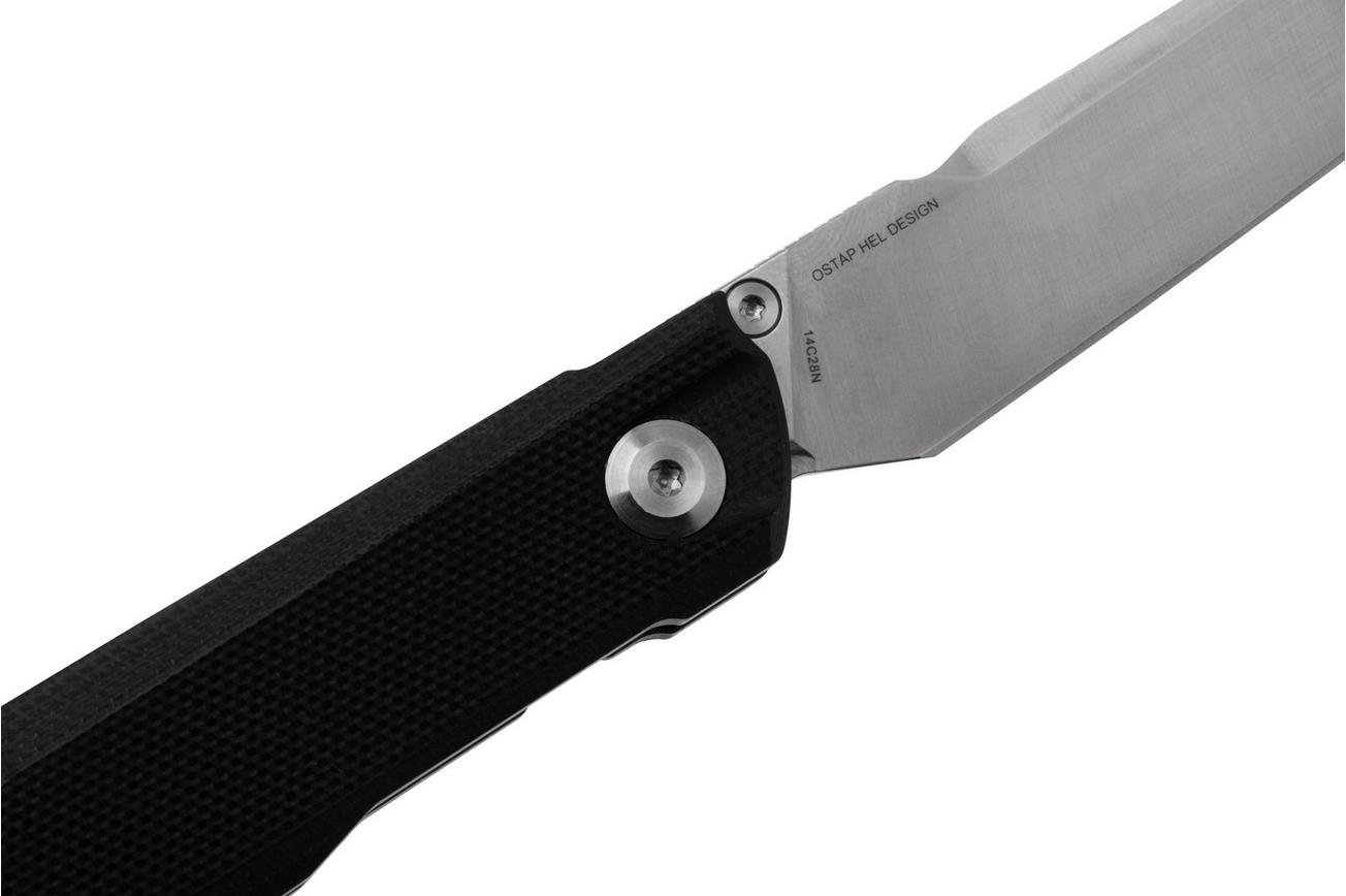 Real Steel G5 Metamorph Button Lock 7831B Satin 14C28N, Black G10, zakmes, Ostap Hel design