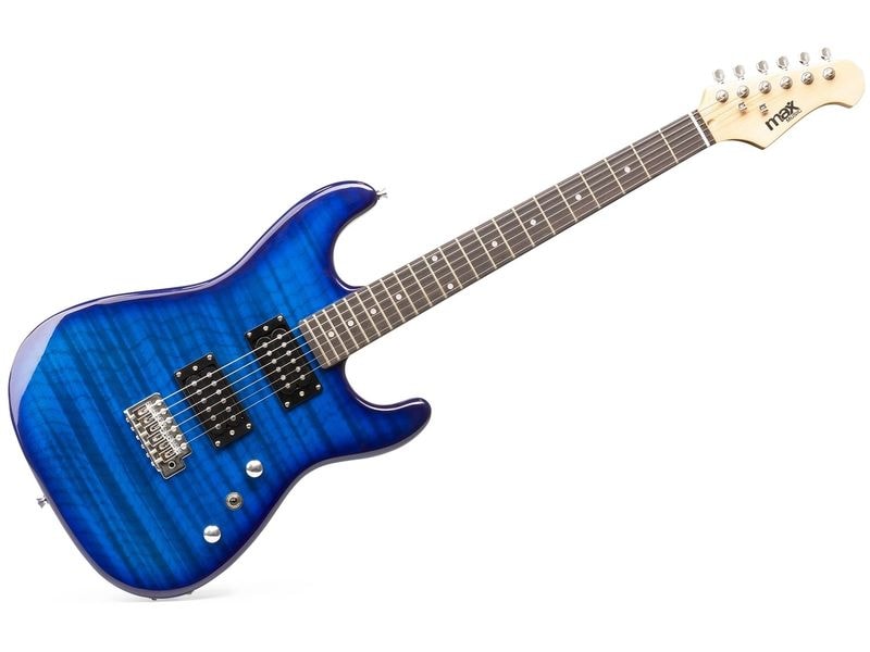 MAX E-Gitarre GigKit Quilted Style Blau E-Gitarre mit Zubehör