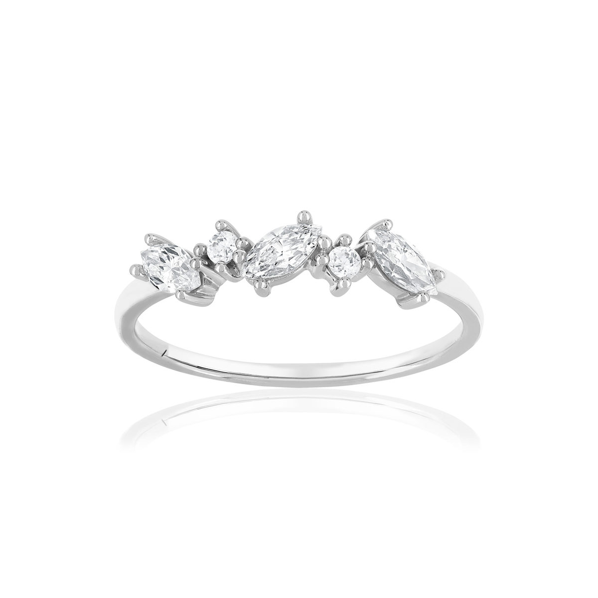 Bague or 375 blanc zirconia