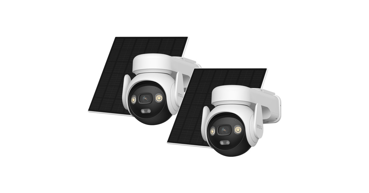 ImouAOV PT 4G Kit met Solar Panel, 2 pack beveiligingscamera  (Wit, 4G + Wi-Fi Dual, 5MP, AI Powered Human Detection)