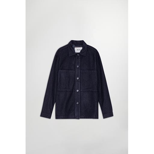NN. 07 Isak Overshirt, Navy Stripe, XXL