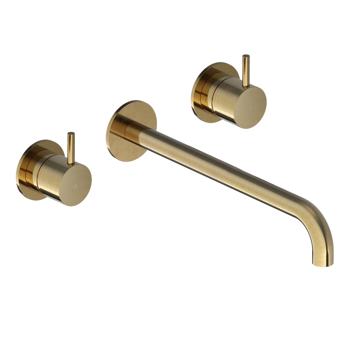 Hotbath Cobber 3-gats inbouw wastafelkraan 25cm geborsteld messing