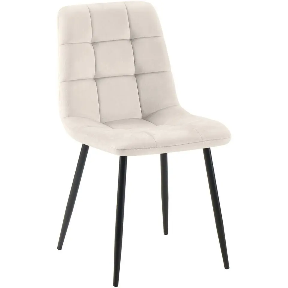 CLP Eetkamerstoel Antibes zwart Frame - Fluweel - cremewit