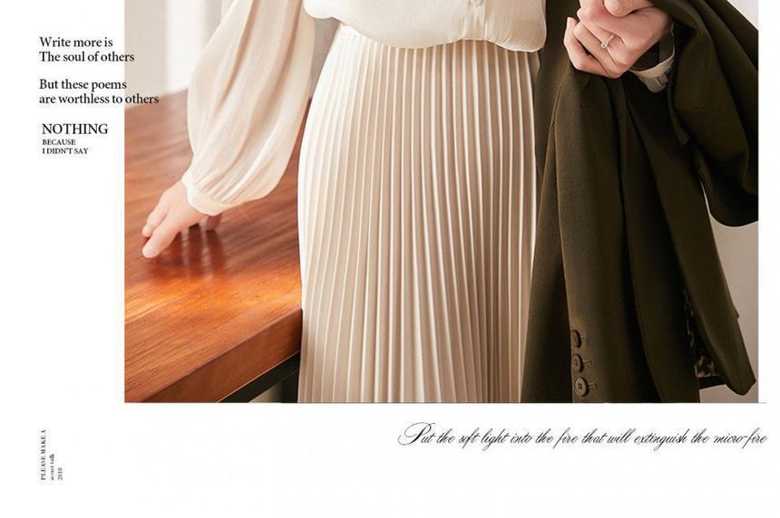 Jeonseon - Blouse met lange mouwen, col en knoopjes