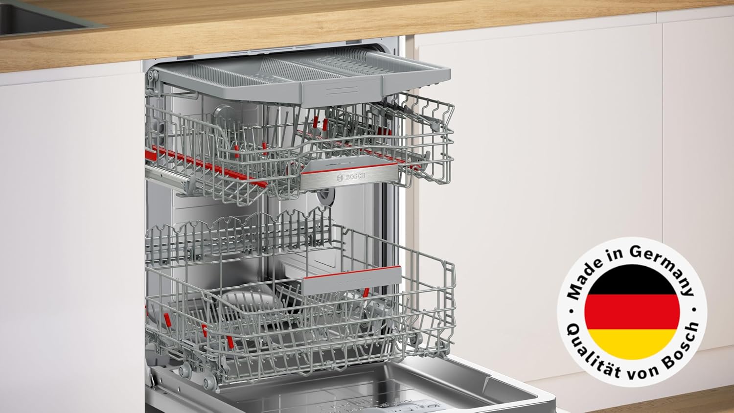 Bosch SMV6ZCX16E, Serie 6, vollintegrierter Geschirrspüler mit Besteckschublade, 60 cm, Intelligent Programm, Max Flex Körbe, Vario Schublade, Rackmatik, Home Connect