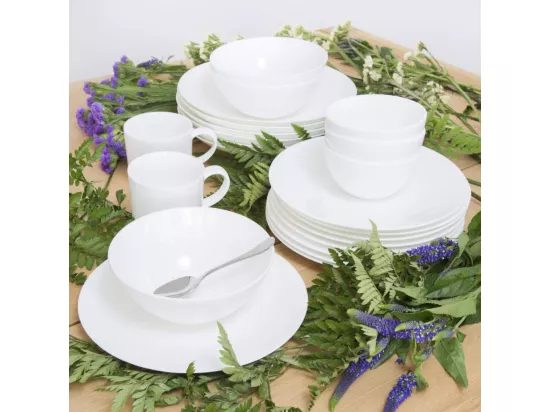 HABITAT - Assiette à pâtes en porcelaine - 24 cm - Blanc (Lot de 6) - Taidu