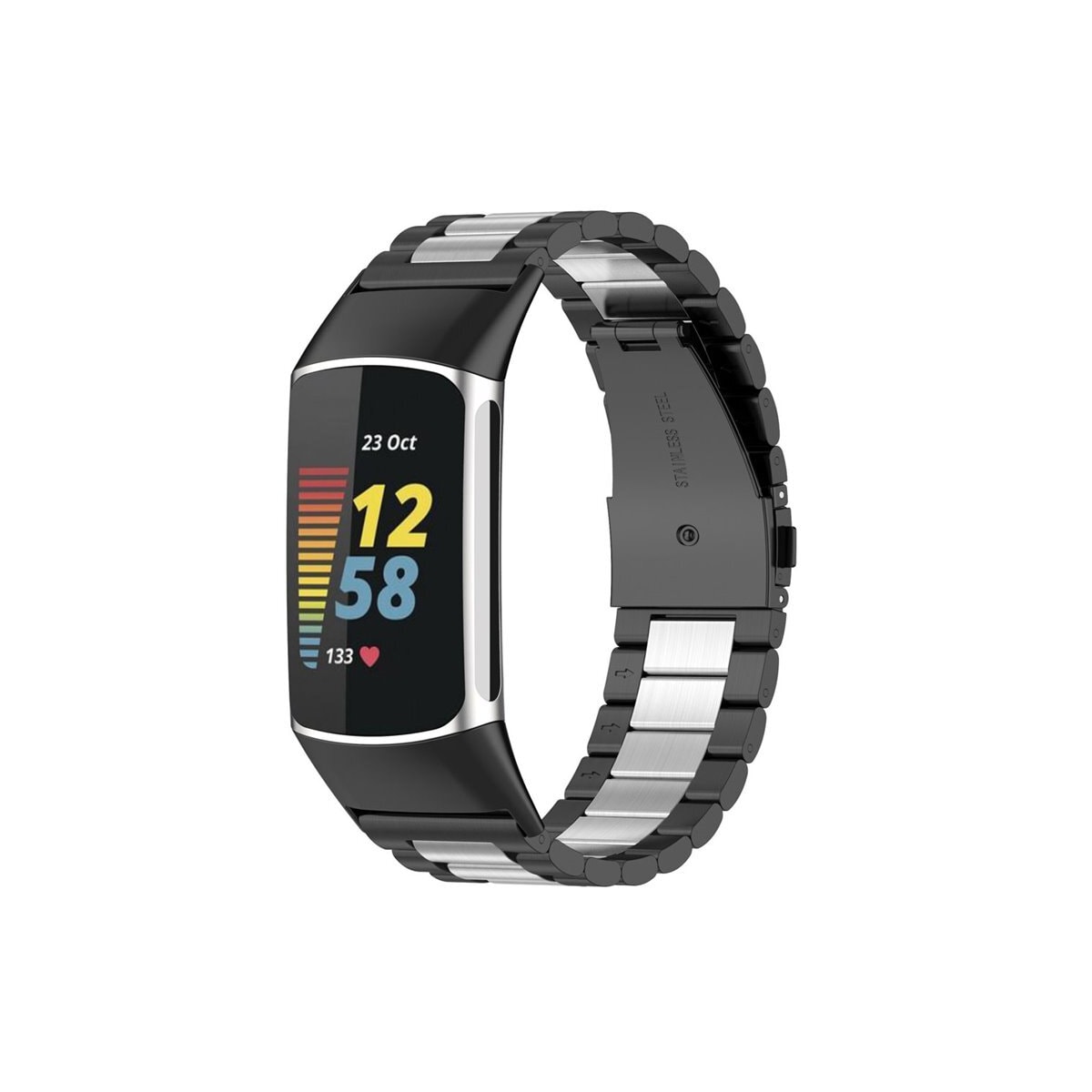 Rustfritt stål armbånd Fitbit Charge 5 - Svart/sølv