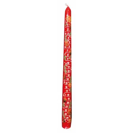JEKA - Ebersbacher Kerzen Adventskalender-Spitzkerze mit Abziehbild, rot