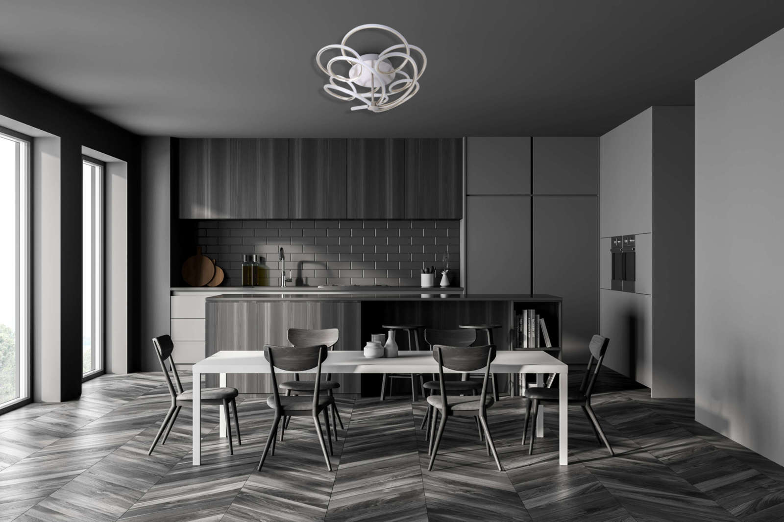 LED Deckenleuchte RIZADO - nickel satiniert - 57 cm - dimmbar