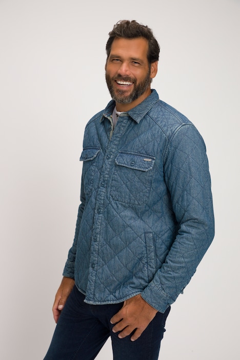 Hemd, Stepp-Overshirt, Denim, Vintage Look, Kentkragen