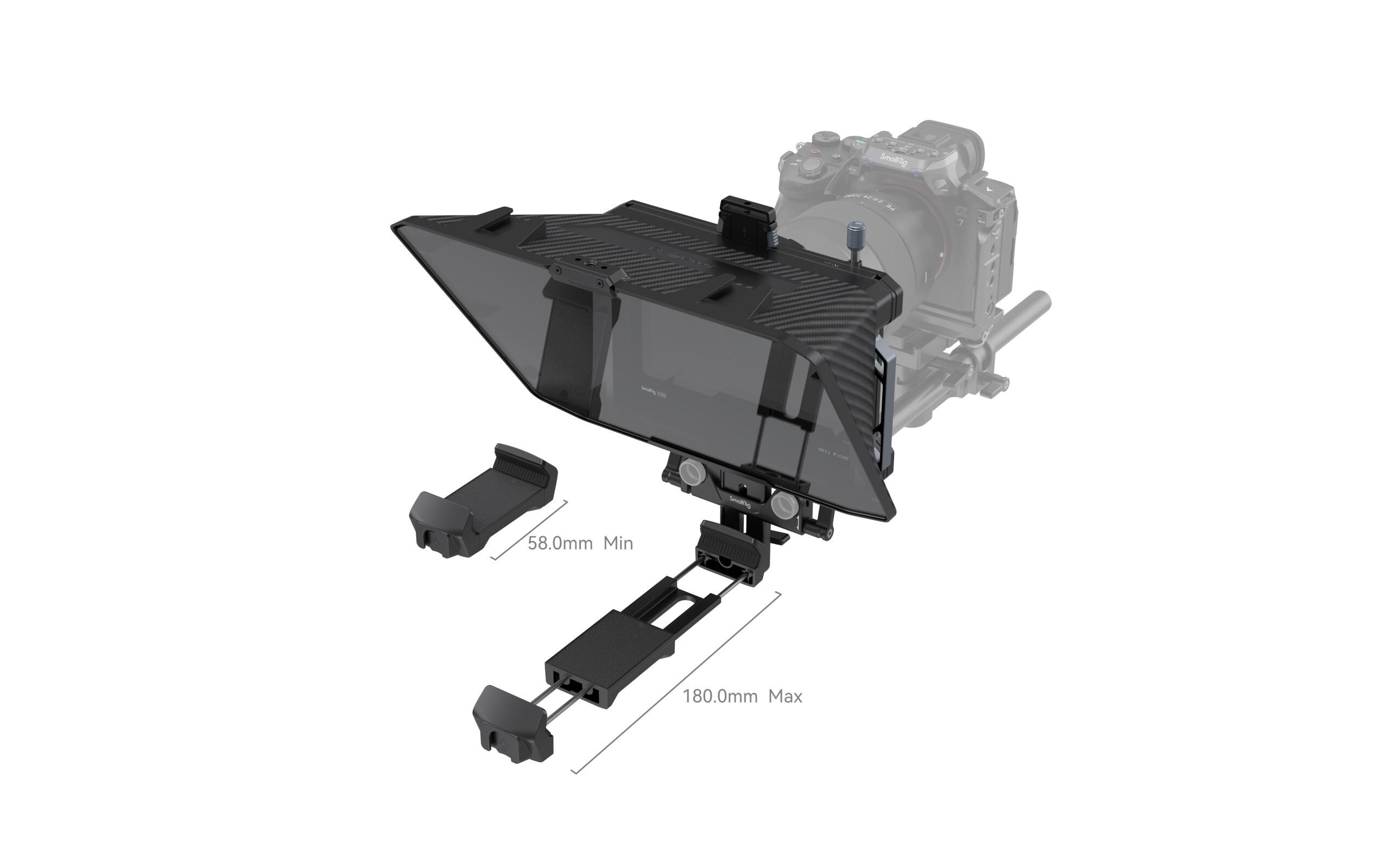 Teleprompter Multifunktional<br>Multifunktionaler Teleprompter für universelle spiegellose Objektive bis 95 mm, ein 15-mm-Schienenhalterungssystem und andere