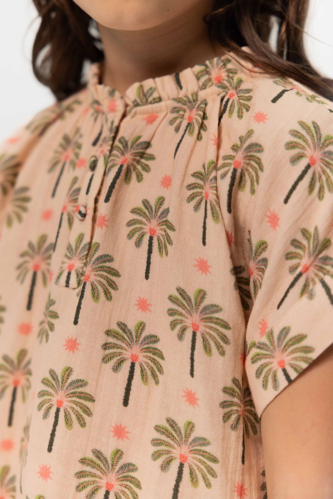 Licht oranje blouse met palmboomprint