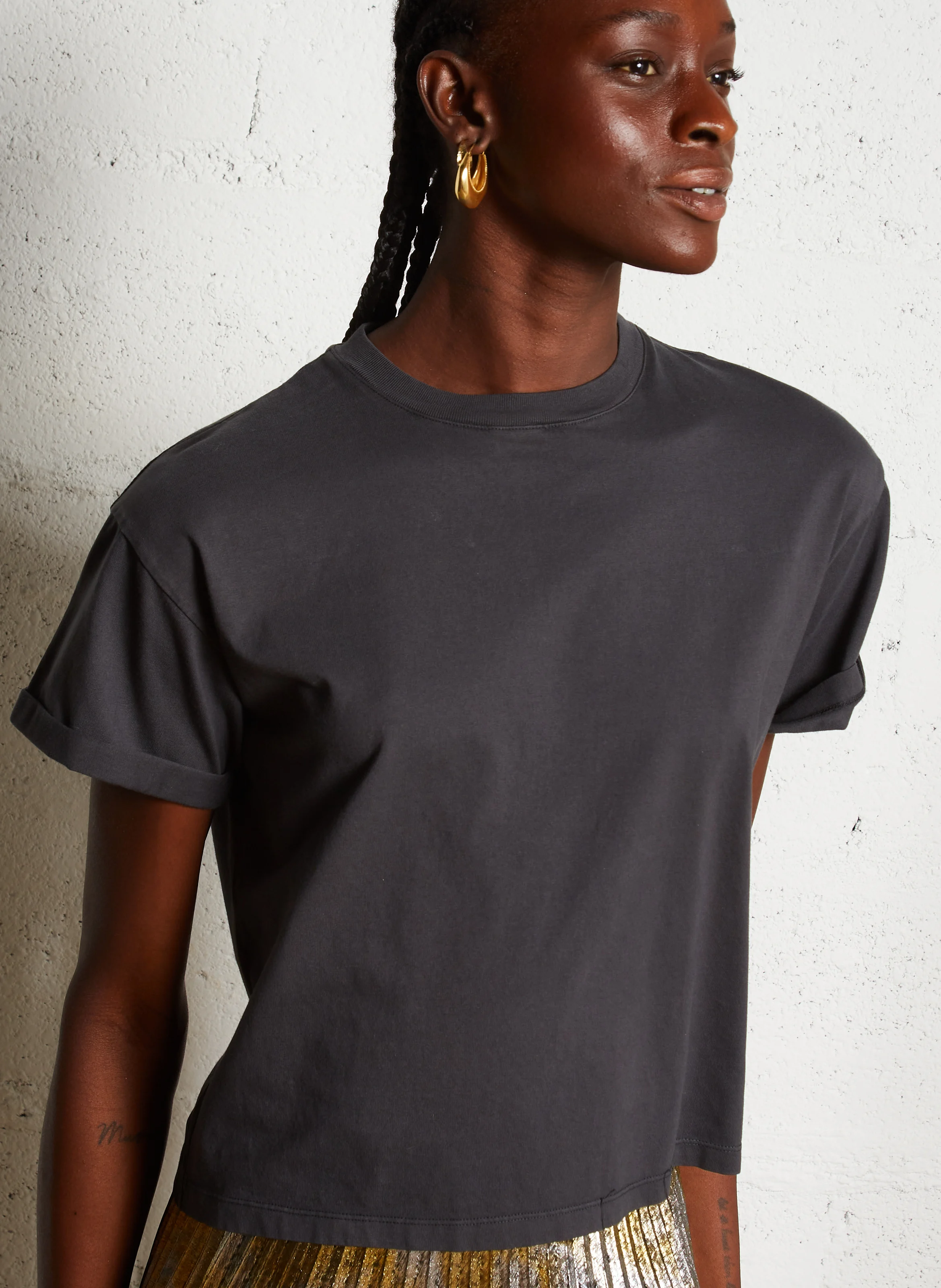 ROSIE - Tee-shirt col rond en coton | Gris