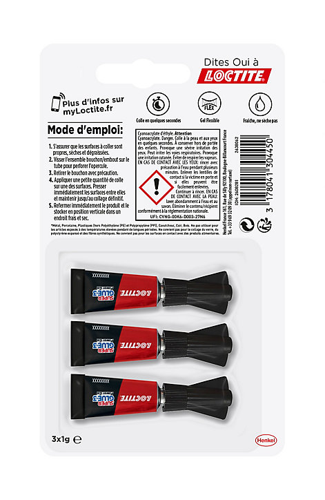 Colle Superglue-3 Power Flexgel Loctite 3g