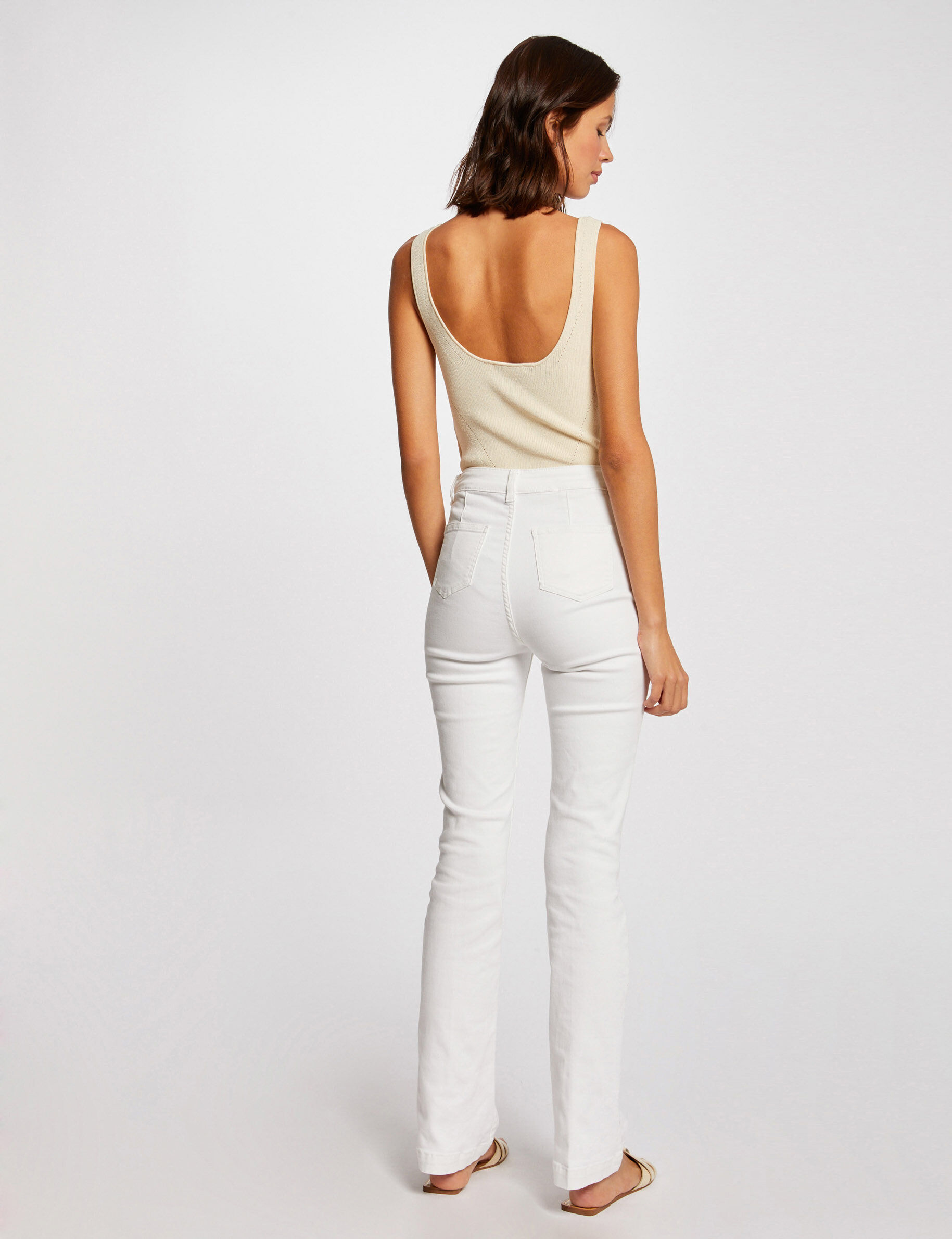 Pull débardeur avec col en V ivoire femme - ivoire