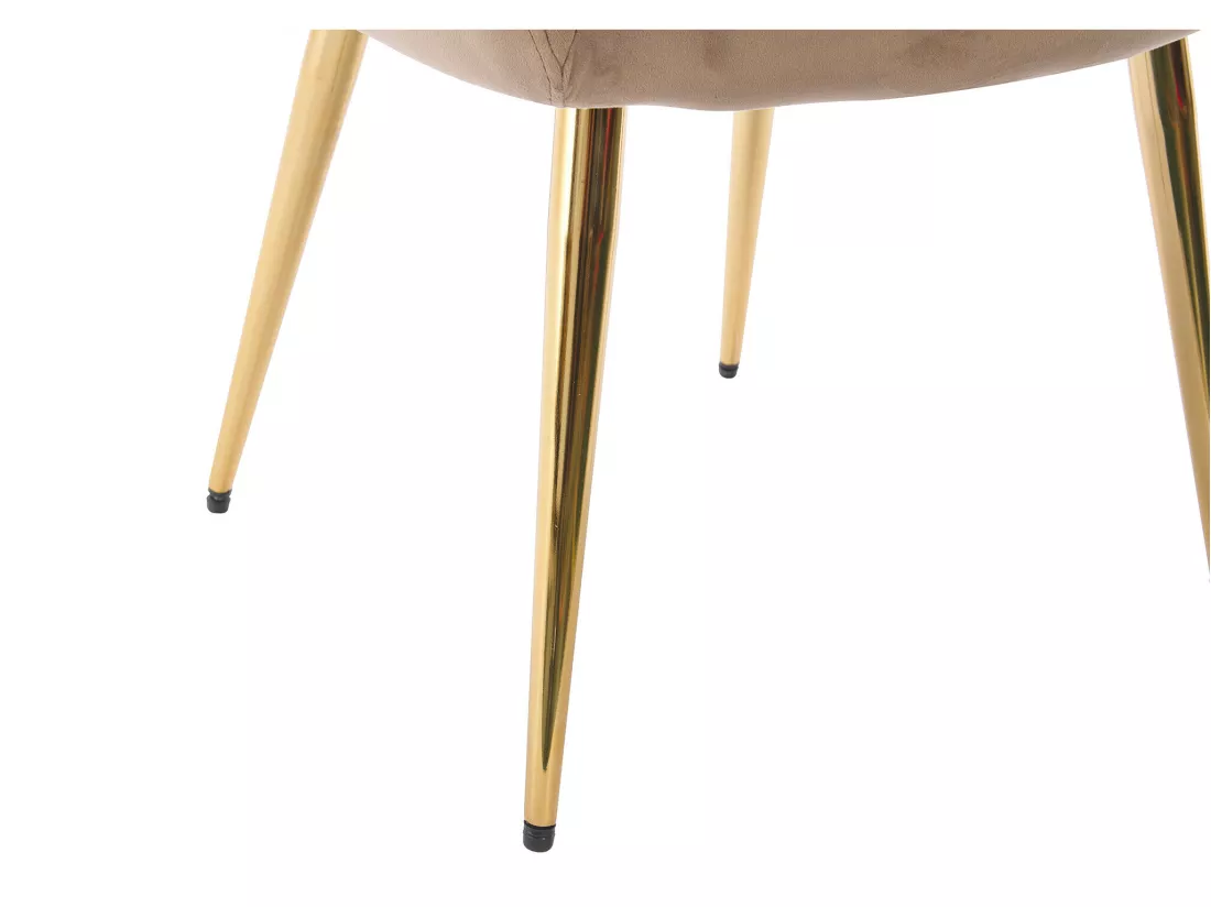 Lot de 6 chaises avec accoudoirs - Velours et métal doré - Beige - PEGA de PASCAL MORABITO