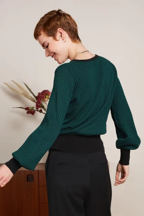 King Louie Teddy Bell Sleeve top in antiek groen