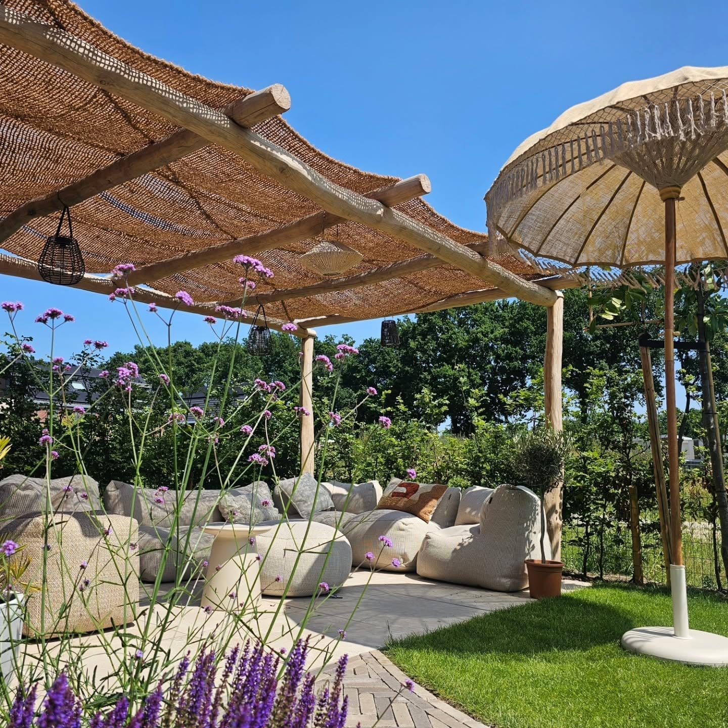 schattentuch rechteckig – 4x3 Meter – Langlebige und stilvolles Sonnensegel aus Kokosfaser – Effektiver Sonnenschutz und wasserdurchlässig – Für Terrasse oder Garten