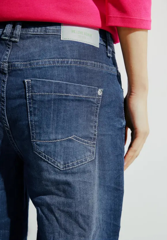 Loose Fit Jeans - mid blue used wash