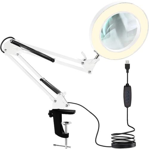 Skrivebordslampe Forstørrelsesglass med Klemme - LED Bordlampe