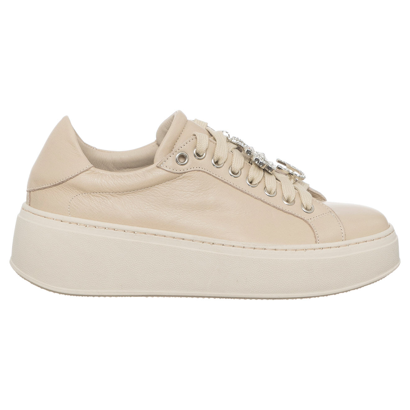 Loretta Pettinari Sneakers en Cuir Garance beiges
