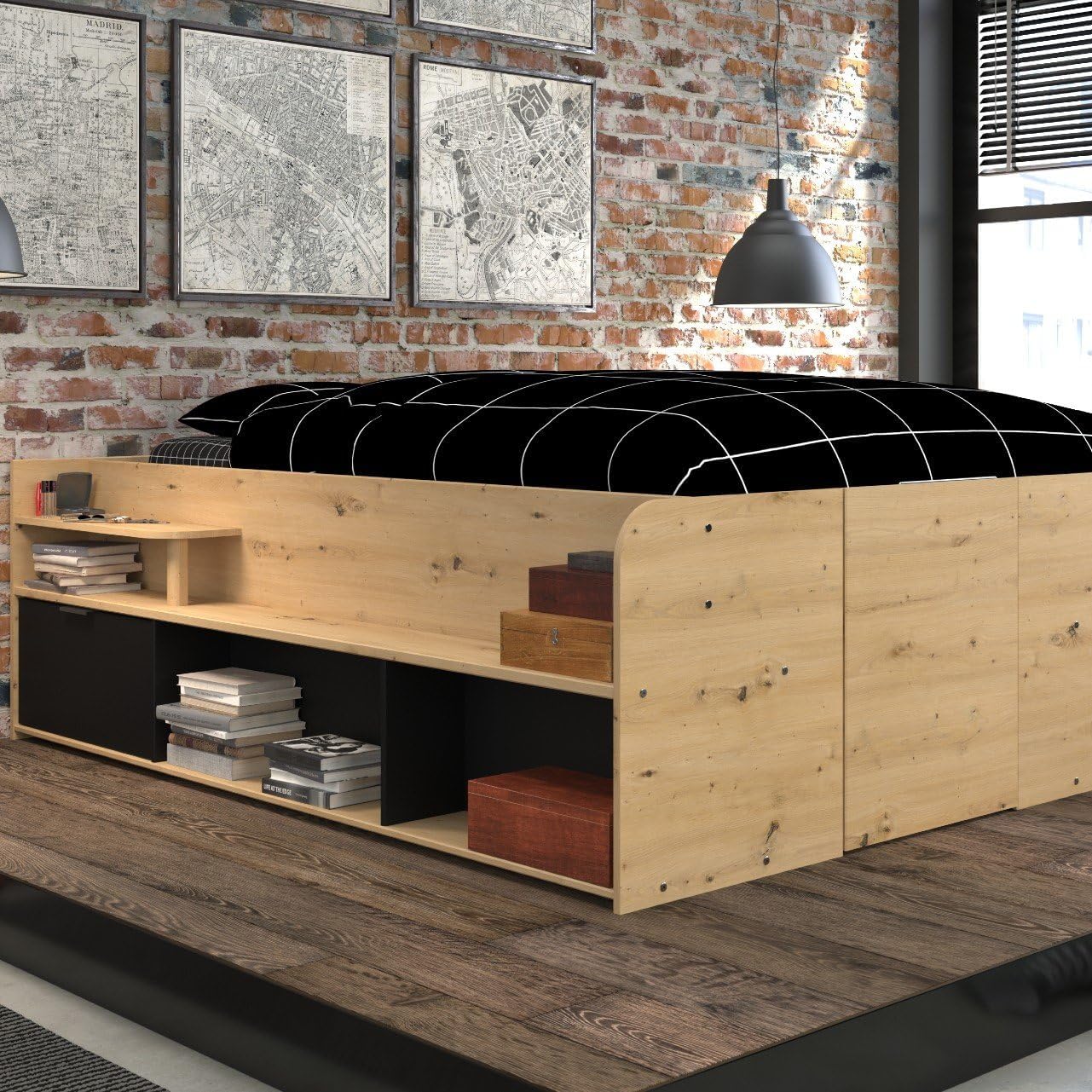 Parisot Stauraum-Hochbett Travel Artisan Eiche