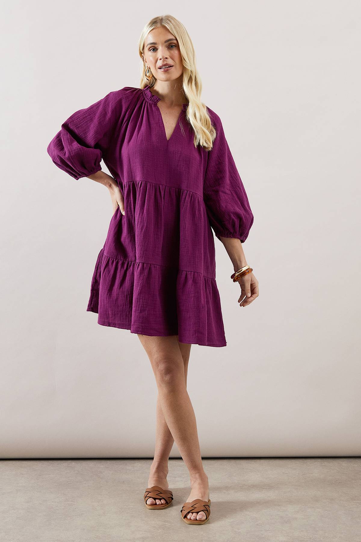 Wallis Robe Smock Étagée Texturée Petite