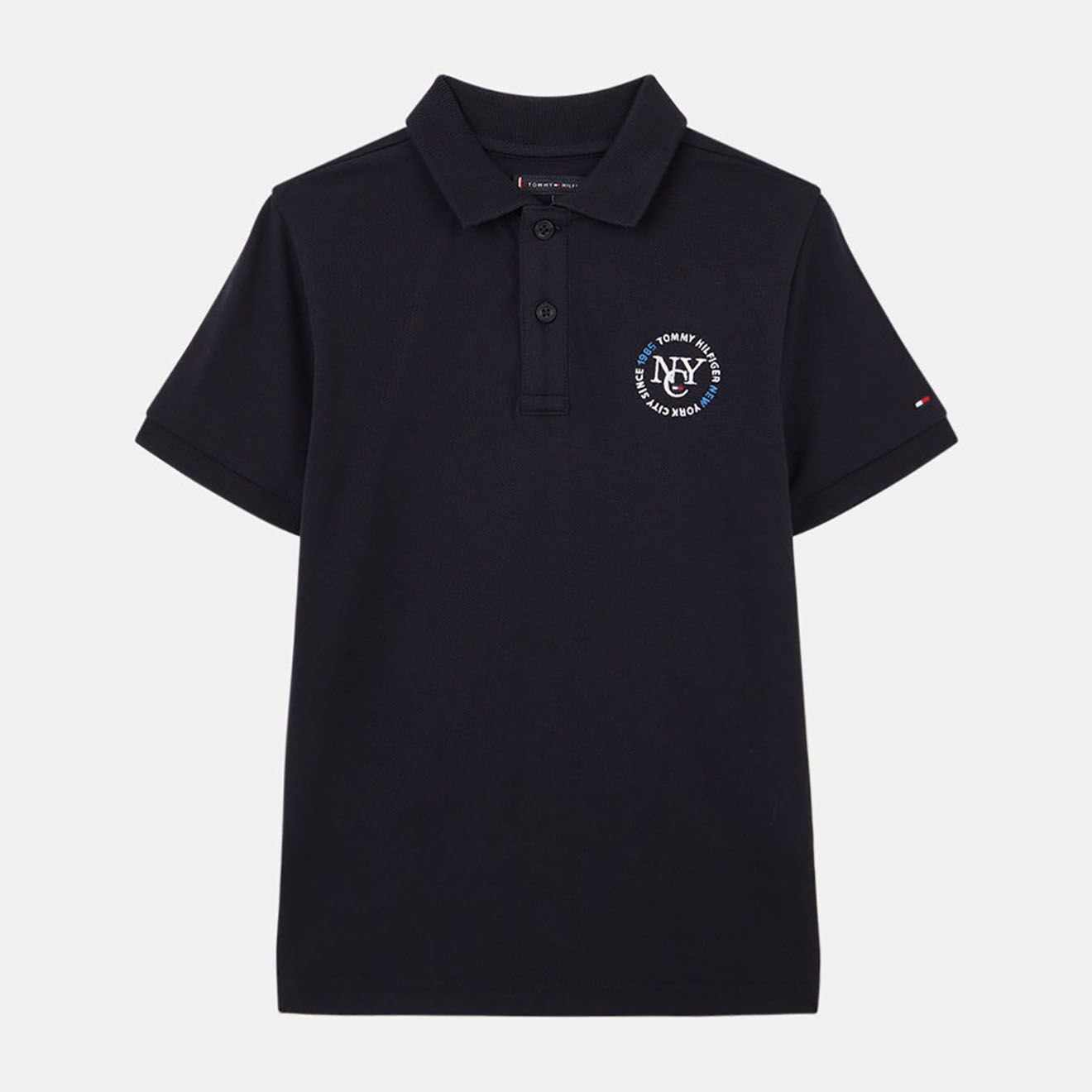 Tommy Hilfiger Polo 100% Coton Bio logo rond bleu marine