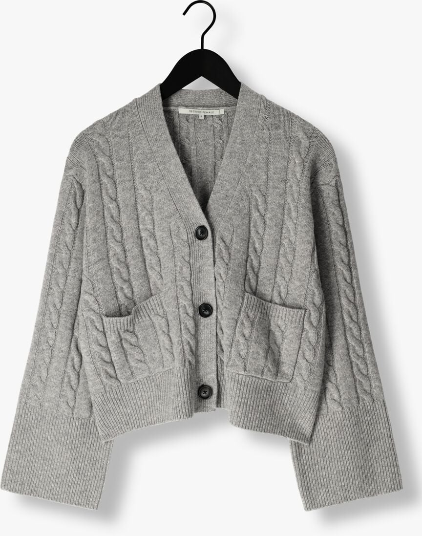lichtgrijze second female vest alphine knit cardigan