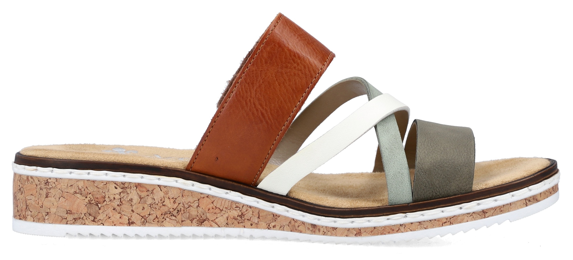 Rieker Pantolette  , Keilabsatz, Sommerschuh, Schlappen mit Klettriemchen