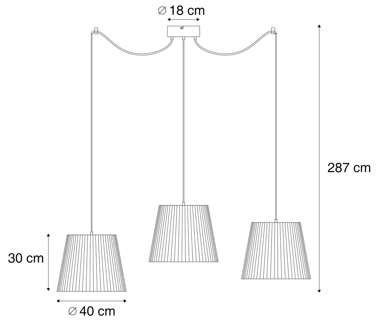 Buiten hanglamp zwart met groene kappen van touw 3-lichts IP44 - Cava Jayla