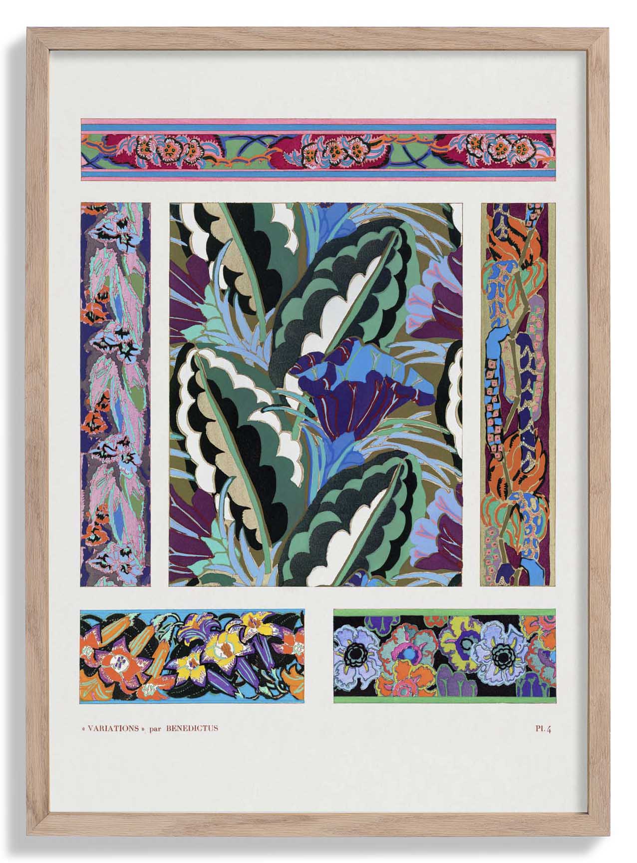 Vintage geometrische Blumenart -Deco -Muster, Variation 4 von Édouard Bénédictus
