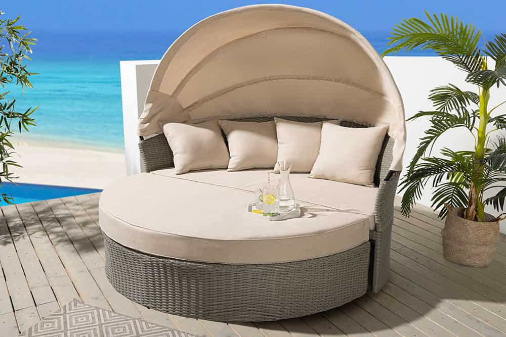 Outdoor Sonneninsel PLAYA LIVING 165cm natur Polyrattan Aluminium inklusive Kissen wetterfest