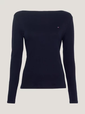 Blusa de corte justo com decote canoa