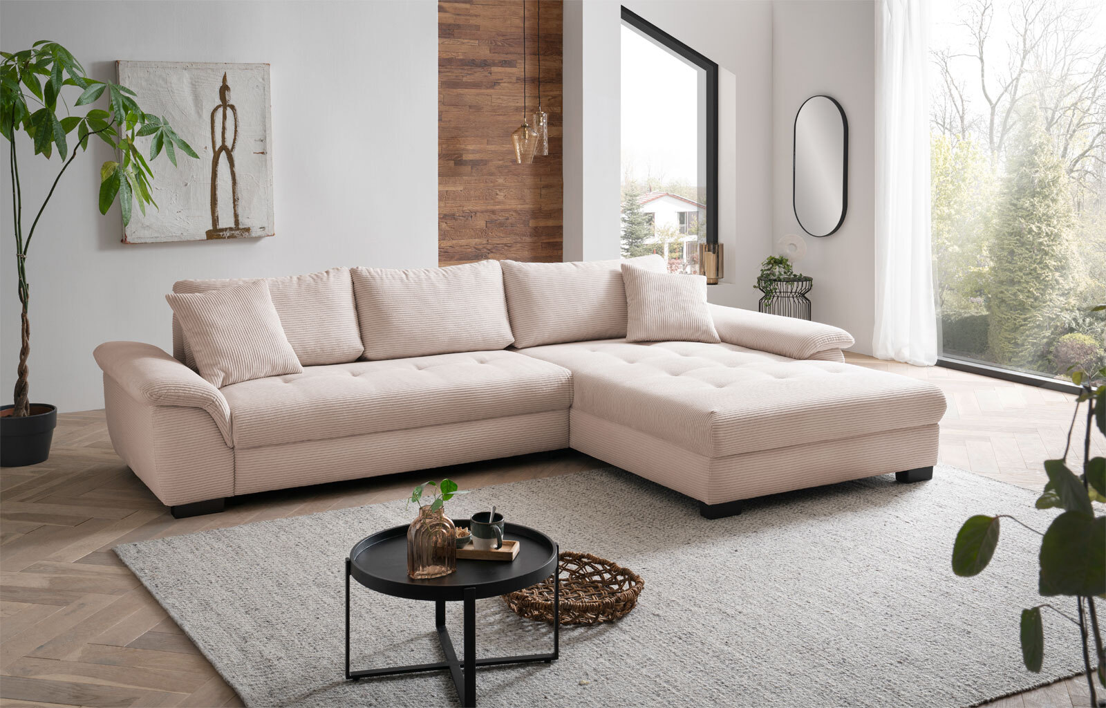 Ecksofa Daaden Cordbezug beige