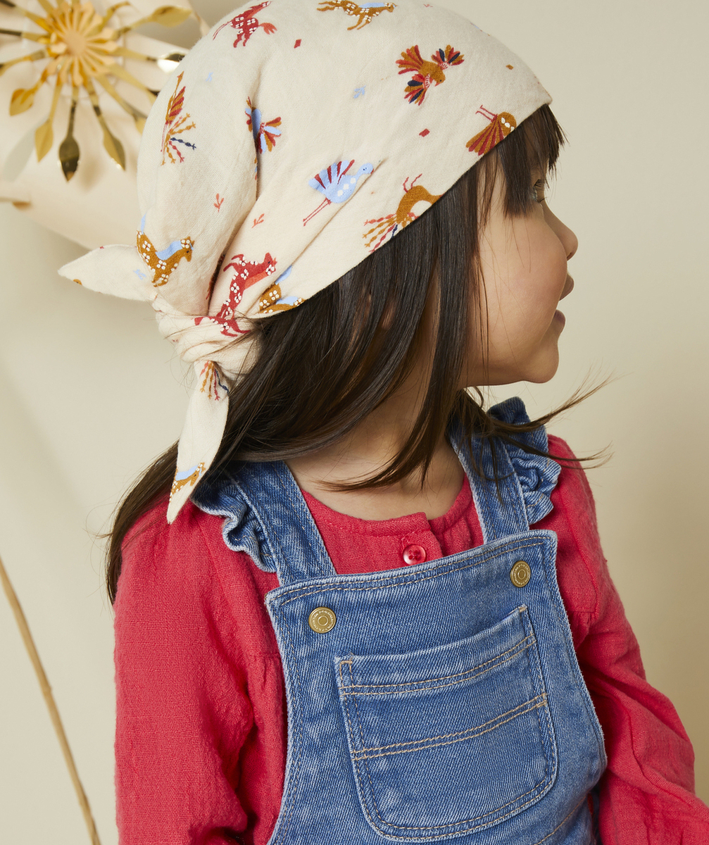 lot de 2 bandanas bébé fille 100% coton avec imprimés colorés