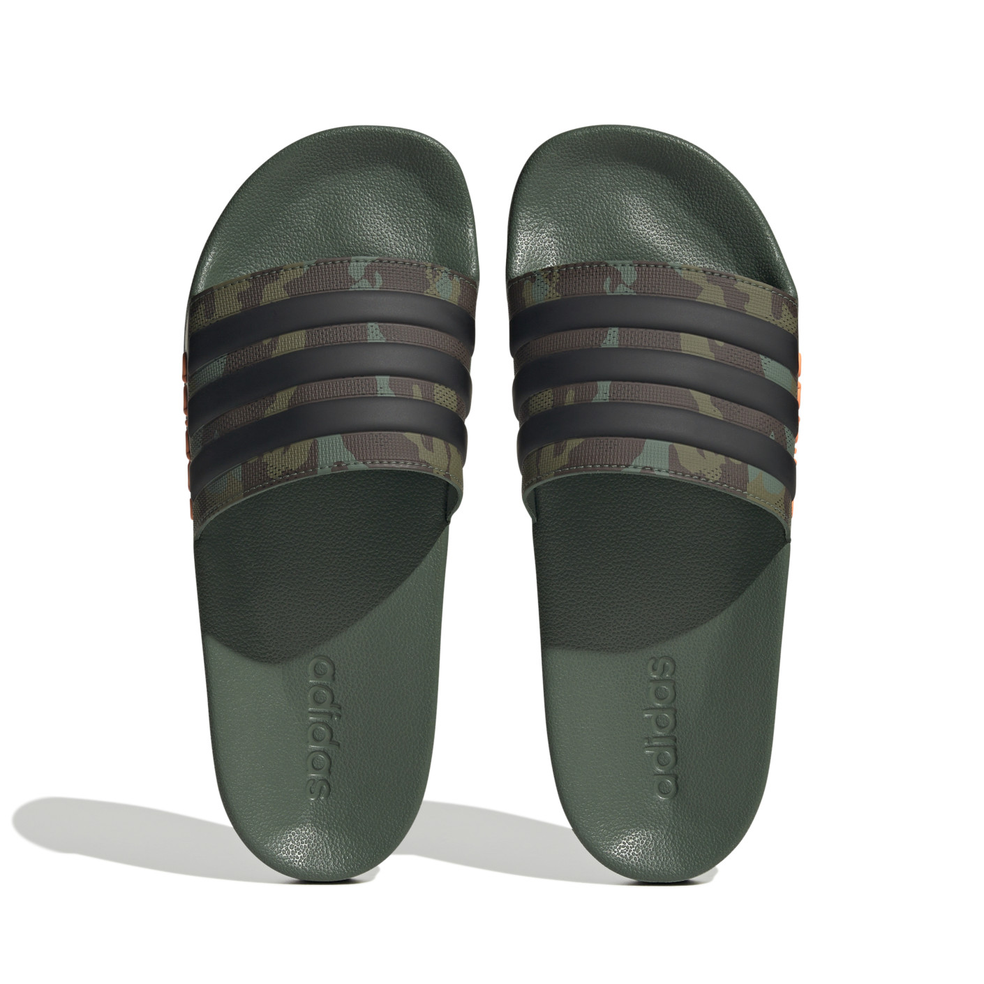 Adidas Adilette Shower Slippers Camo Donkergroen Zwart Oranje