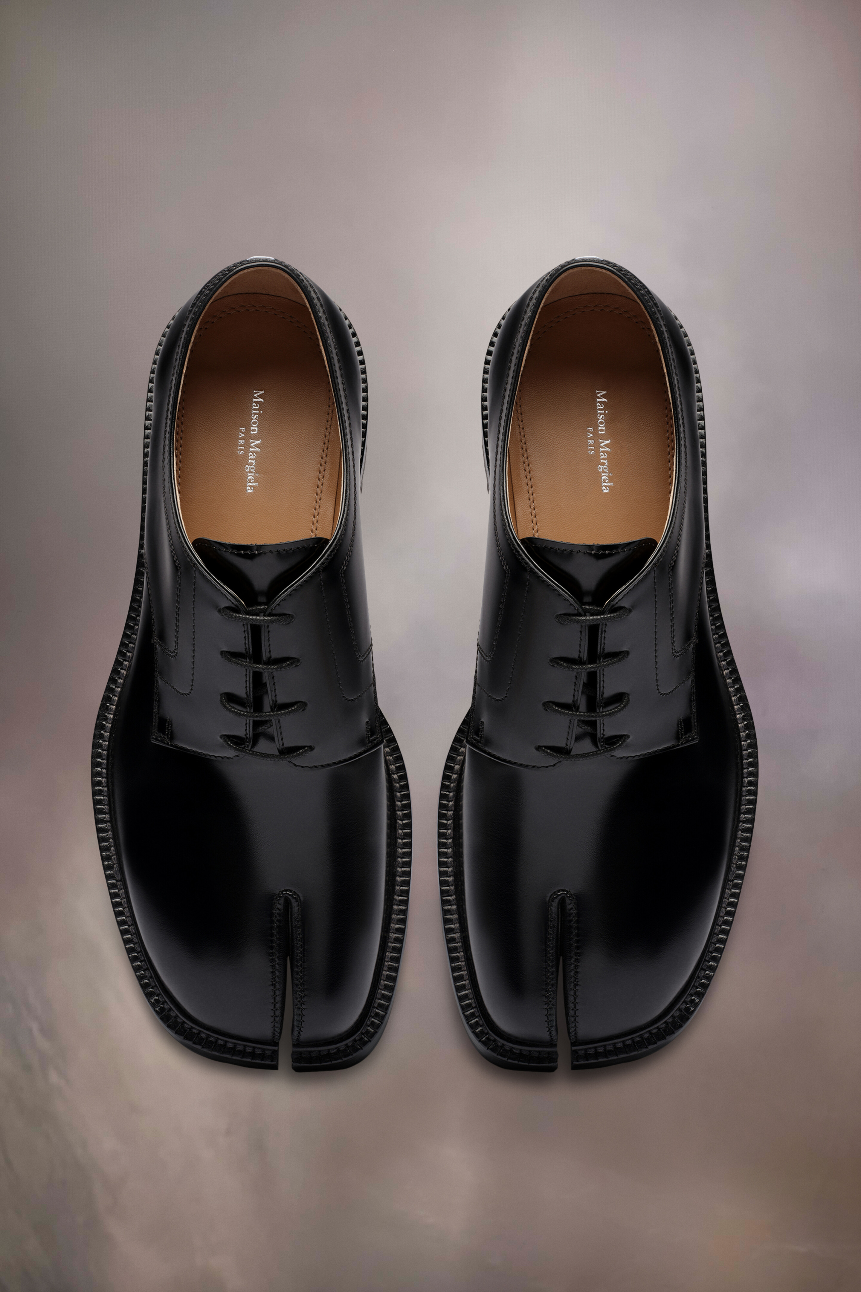 Tabi à lacets noir en cuir pour femme Noir