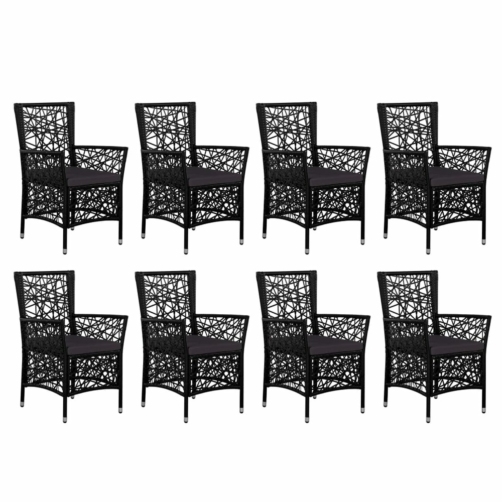 Mobilier à dîner d'extérieur 9 pièces résine tressée noir