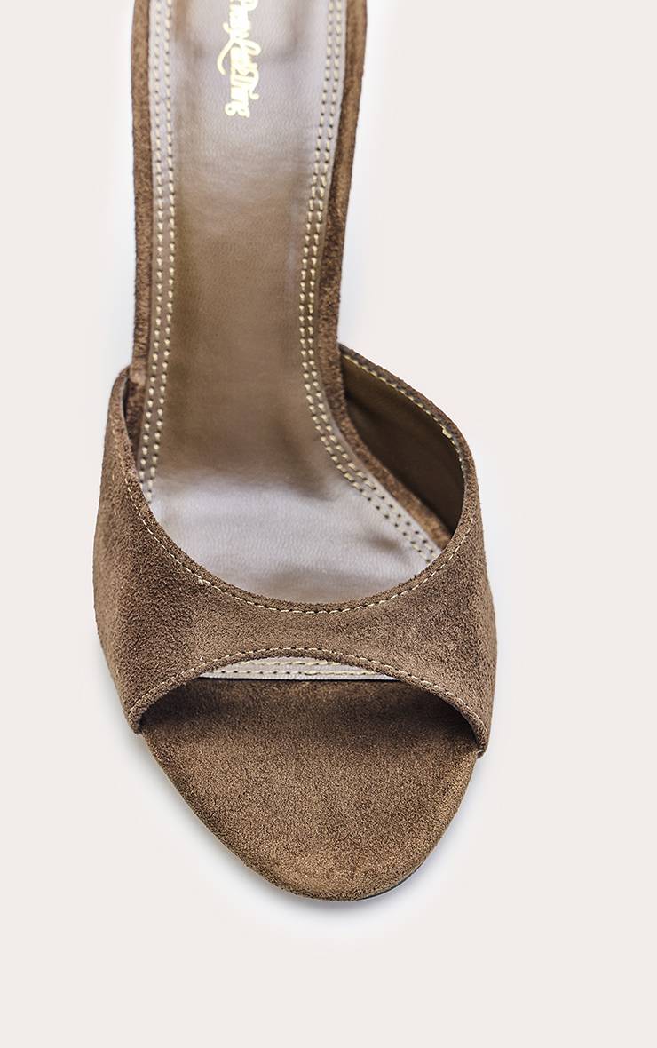 Kaki Mules À Talons Hauts En Daim