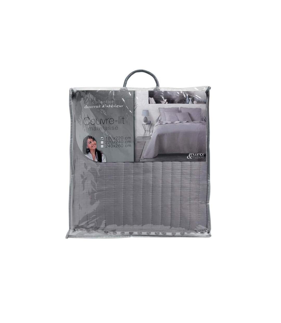 Couvre-Lit Matelassé Dorinette 180x220cm Gris
