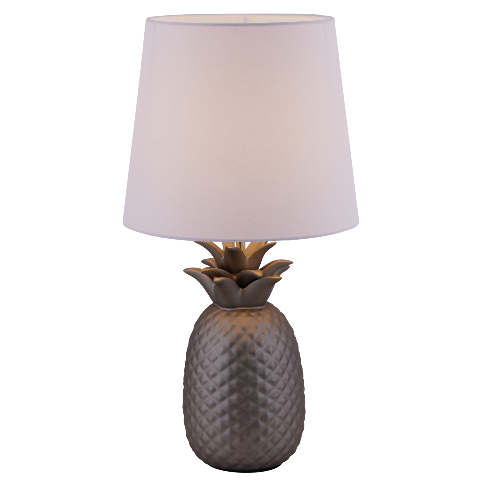 Keramik-Tischleuchte ANANAS - silber-weiß - 45 cm hoch