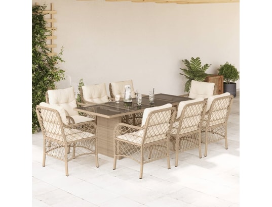 LES TENDANCES - Ensemble table et chaises de jardin-beige-8 places-456404