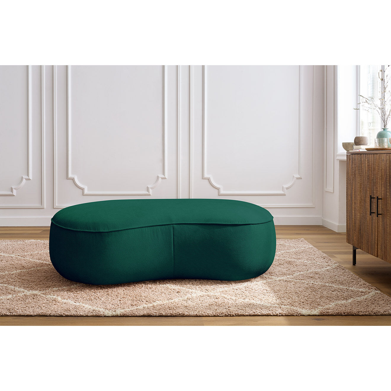 Bobochic Pouf Saint-Germain tissu texturé vert - 147x90x47 cm