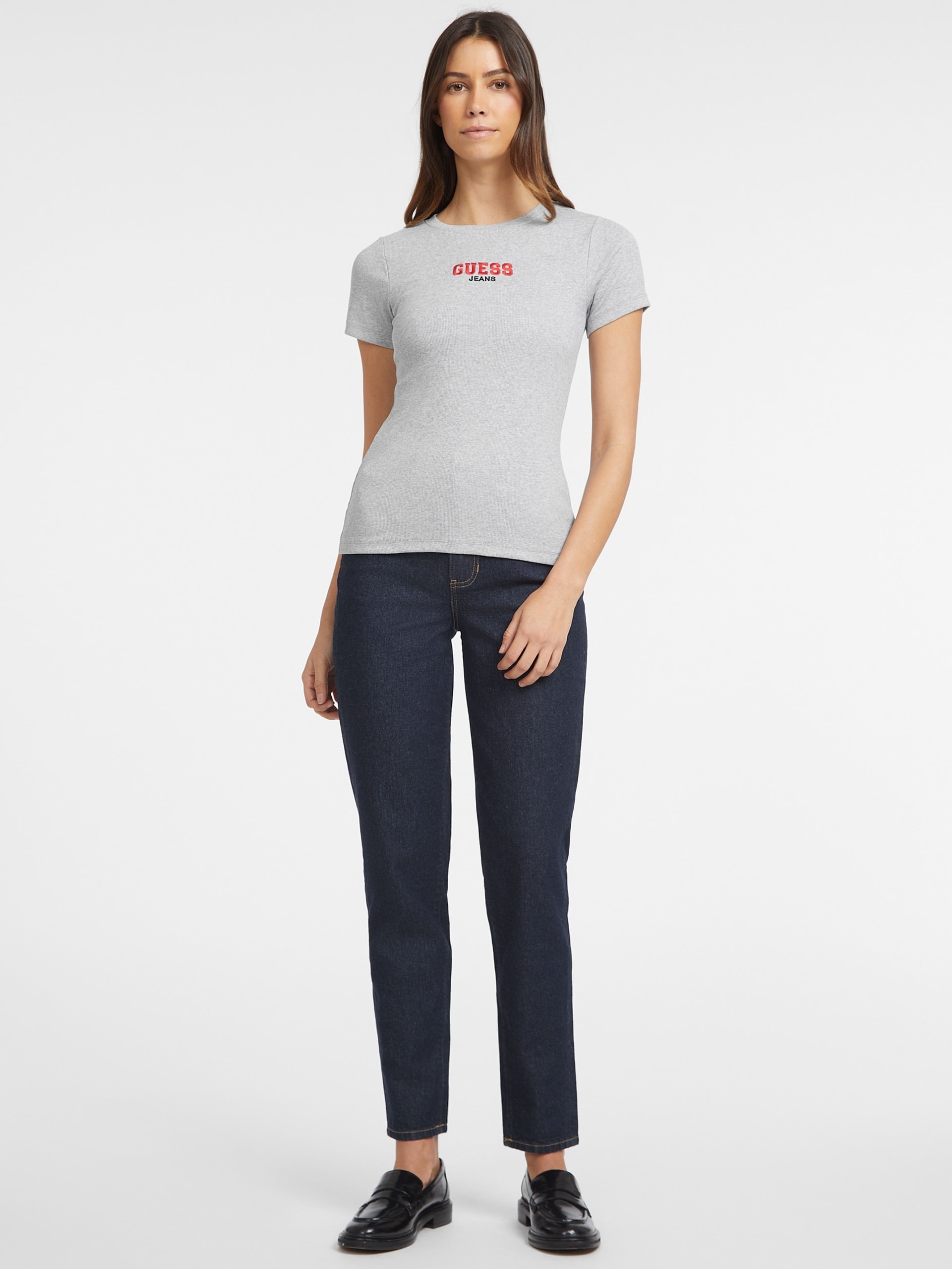 Camiseta Slim Rib-Knit Bordada