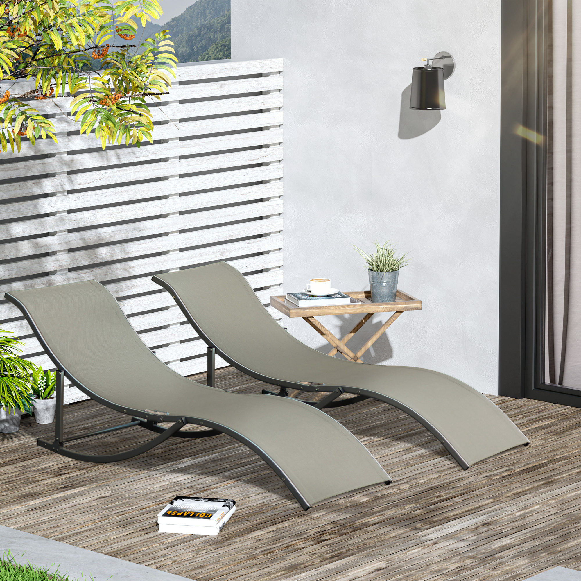 Conjunto de espreguiçadeiras Outsunny cinza