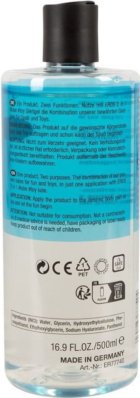 Eros 2-in-1 lube en toy Glijmiddel op Waterbasis - 500 ml