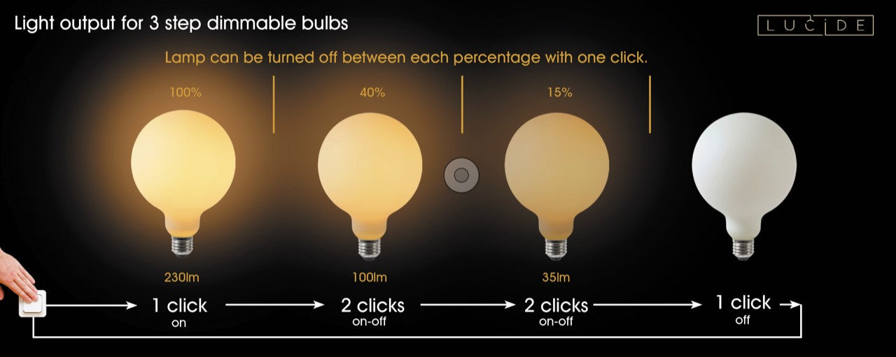 G125 LED lichtbron E27 8W 2700K opaal dimbaar 3-step